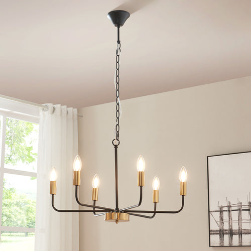 Kronleuchter Bishop Metall Schwarz/Messingfarben [lux.pro] - premiumXL