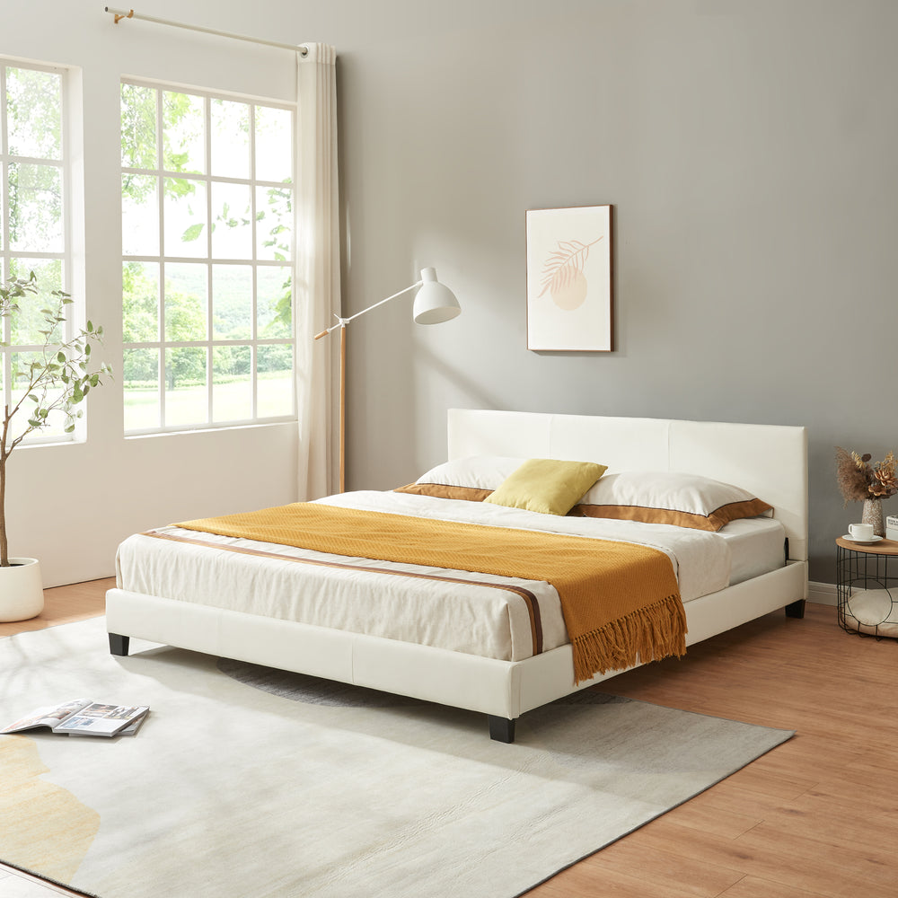 Kunstlederbett Albacete 180x200cm Weiß Corium - premiumXL