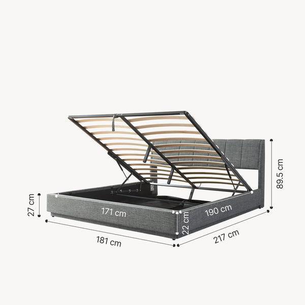 LED čalouněná postel Tröstiar [en.casa]
