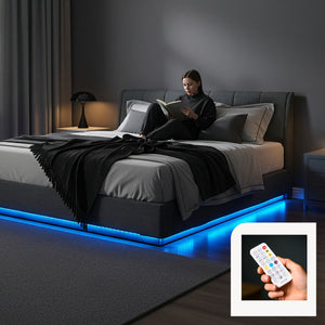 LED čalouněná postel Tröstiar [en.casa]