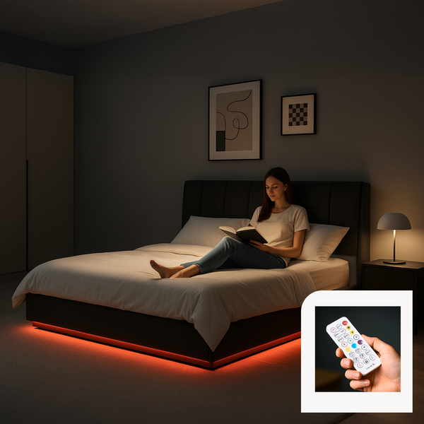 LED čalouněná postel s matrací Tröstiar [en.casa]