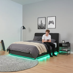 LED čalouněná postel s matrací Tröstiar [en.casa]