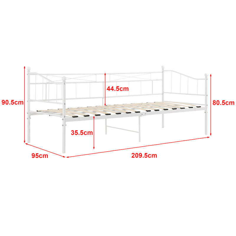 Měřítkový nákres Kovová postel Arjeplog 90x200 cm do 150 kg různé barvy en.casa