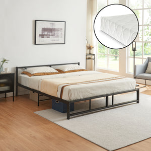Metallbett Meran mit Matratze Stahl Schwarz [en.casa] - premiumXL