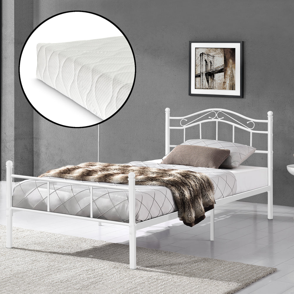 Metallbett Florenz 120x200 cm mit/ohne Kaltschaummatratze versch. Farben [en.casa] - premiumXL