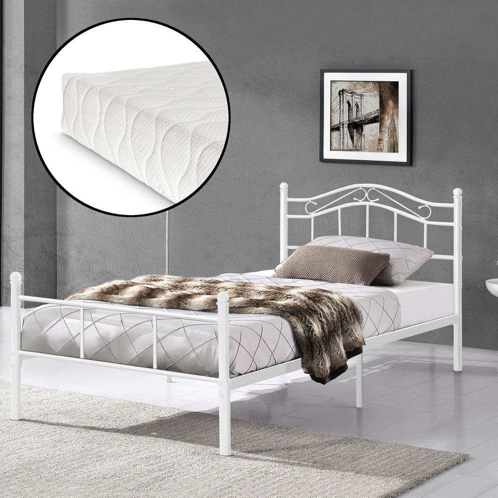 Metallbett Florenz 120x200 cm mit/ohne Kaltschaummatratze versch. Farben [en.casa] - premiumXL