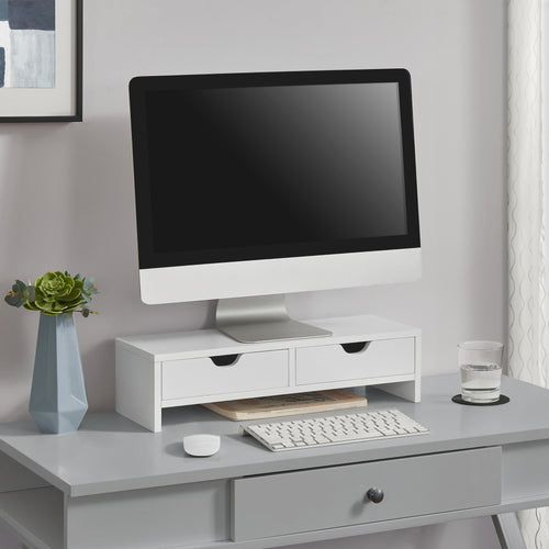 Monitorständer Mänttä mit 2 Schubladen 50x18x13cm in versch. Farben [en.casa] - premiumXL