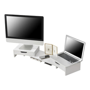 Stojan na monitor Marttila se 2 zásuvkami 60x22x11cm v různých barvách [en.casa]
