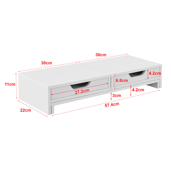 Stojan na monitor Marttila se 2 zásuvkami 60x22x11cm v různých barvách [en.casa]