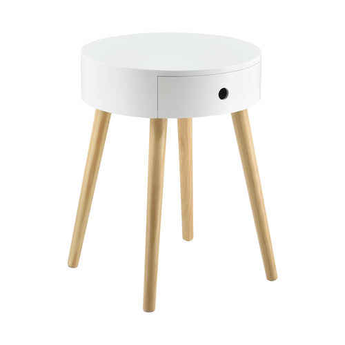 Nachttisch Aurich 50x38x38 cm mit Schublade Retrodesign Weiß en.casa - premiumXL