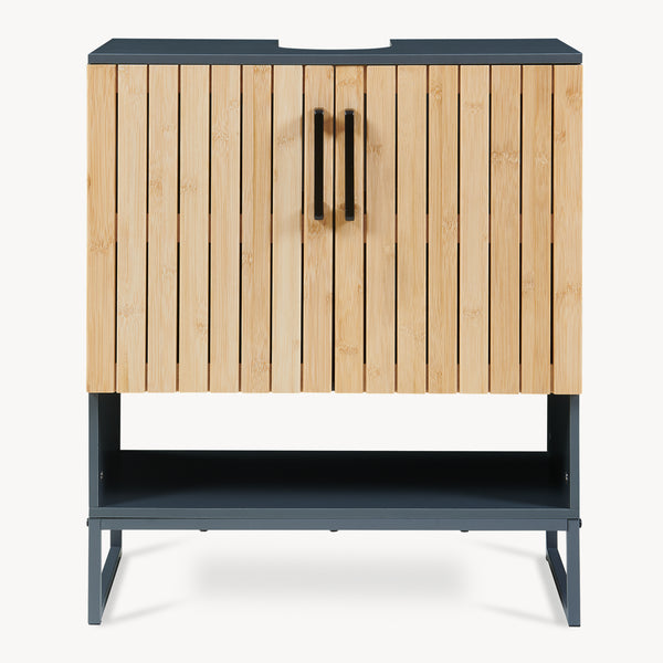 Skříňka pod umyvadlo Svanes 70x60x30 cm Tmavě šedá/Přírodní [en.casa]