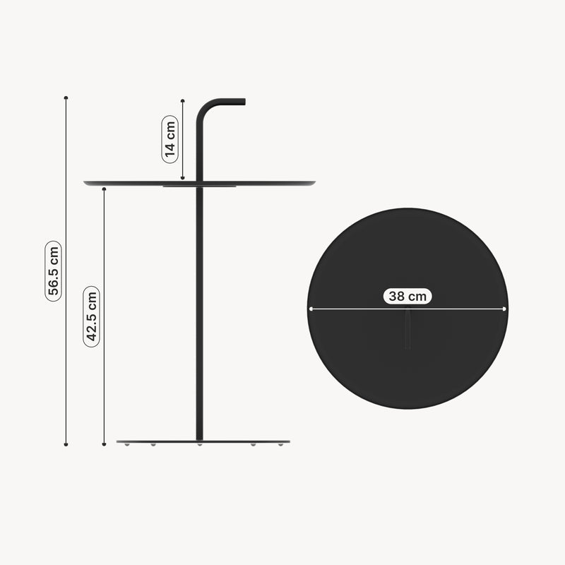 Maßskizze Venkovní kovový stůl Calimera 57 x Ø38 cm [casa.pro]