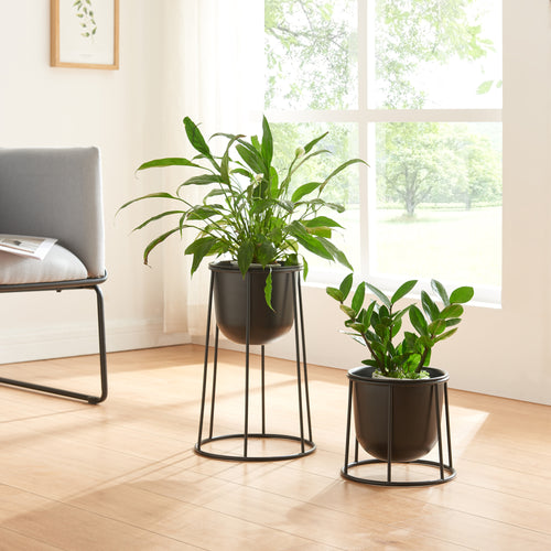 Pflanzenständer Nesseby 2er Set Metall Schwarz [en.casa] - premiumXL