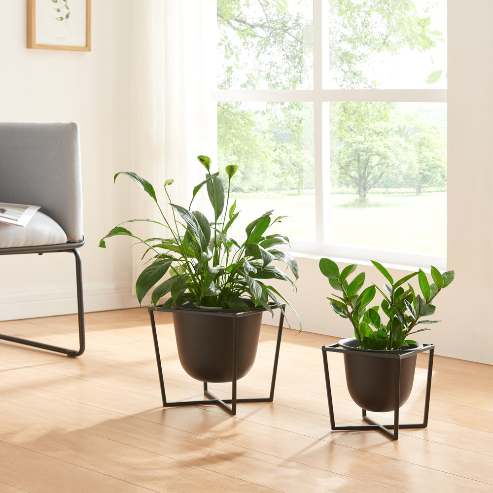 Pflanzenständer Nordmaling 2er Set Metall Schwarz [en.casa] - premiumXL