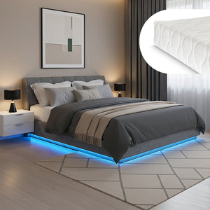 LED čalouněná postel Tröstiar s matrací [en.casa]