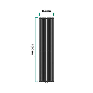 Designový trubkový radiátor Nore černý 160x36cm Jednovrstvý 636W [neu.haus]