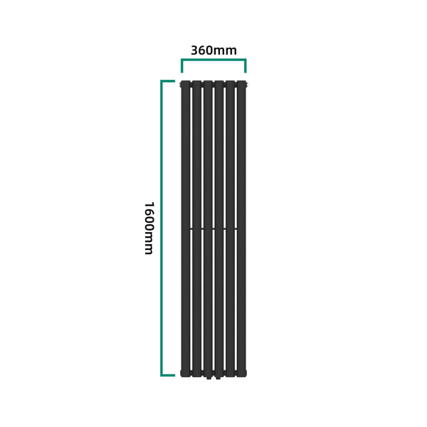 Designový trubkový radiátor Nore černý 160x36cm Jednovrstvý 636W [neu.haus]