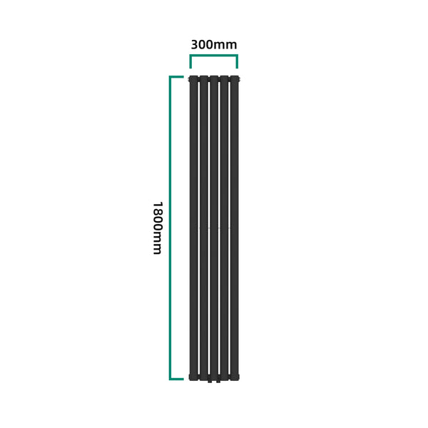 Designový trubkový radiátor Nore černý 180x30cm dvojitá vrstva 1122W [neu.haus]