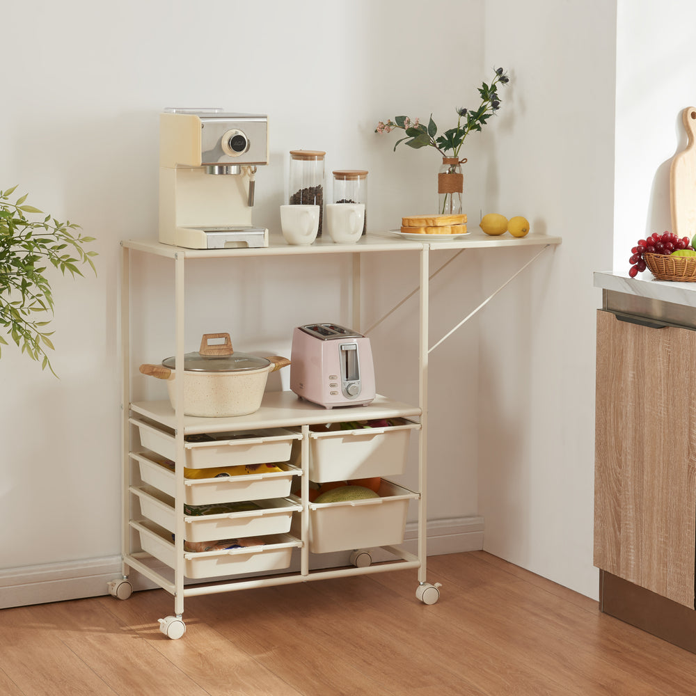 Pojízdný vozík Sørfold s boxy 100x37x85cm bílý [en.casa]