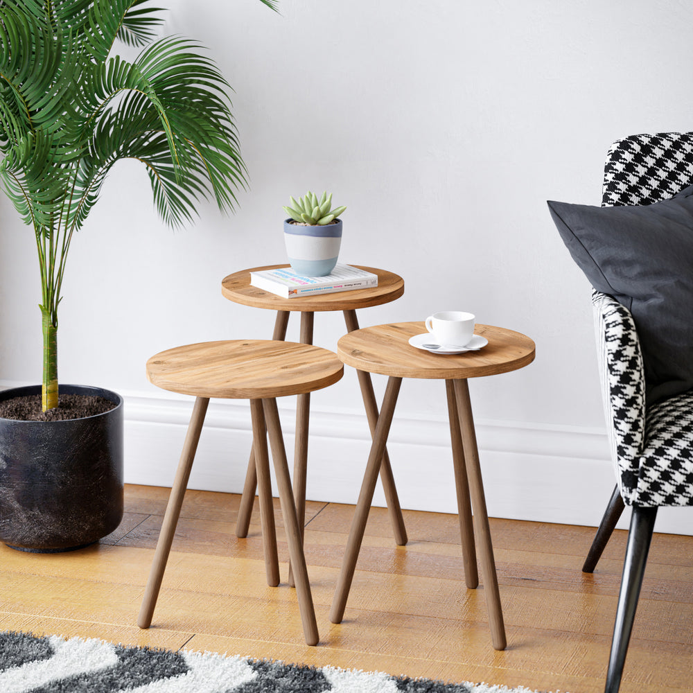 Satztisch Hjørring im 3er Set Rund 49 x Ø34 cm versch. Farben [en.casa] - premiumXL