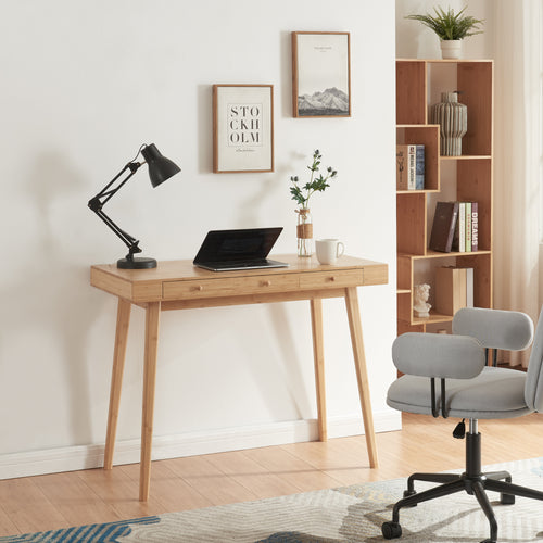 Schreibtisch Hässleholm Bambus 100x50x75cm Natur [en.casa] - premiumXL