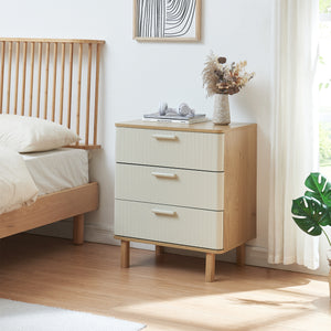Komoda Ferrersp s 3 zásuvkami 70x60x40 cm dubový dekor/písková barva [en.casa]