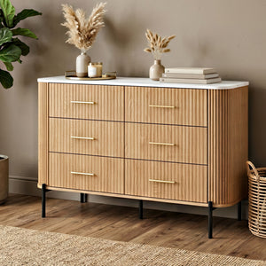 Komoda Kokunse se 6 zásuvkami 120x42x78 cm dubový dekor [en.casa]