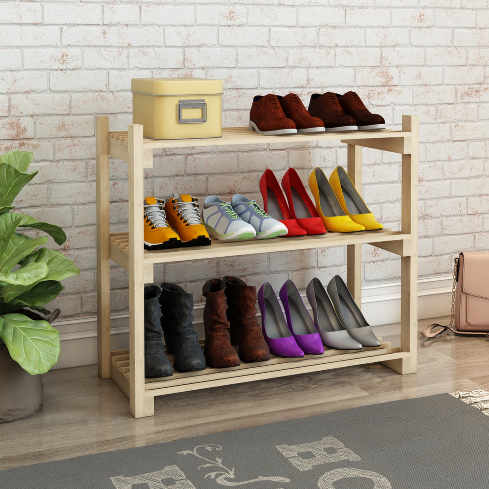 Schuhregal Them mit 3 Ablagen Kiefernholz [en.casa] - premiumXL