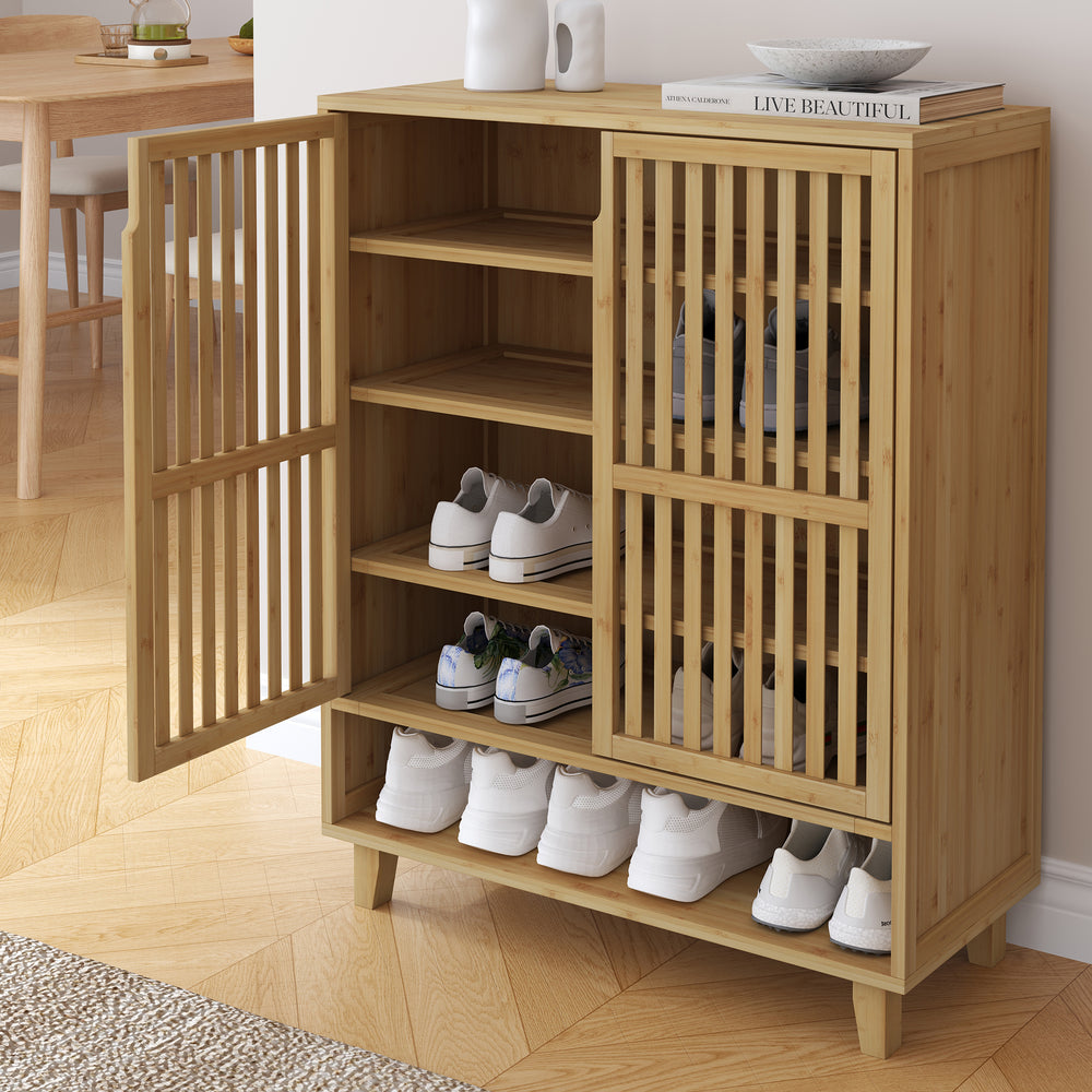 Botník Sirgerg 91x72x35 cm bambus přírodní [en.casa]