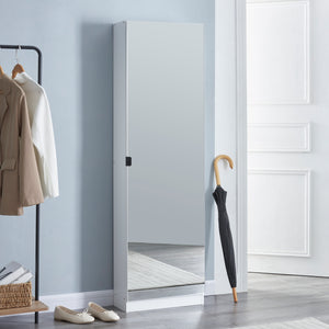 Schuhschrank Meura 160x48x20cm verspiegelt Weiß [en.casa] - premiumXL