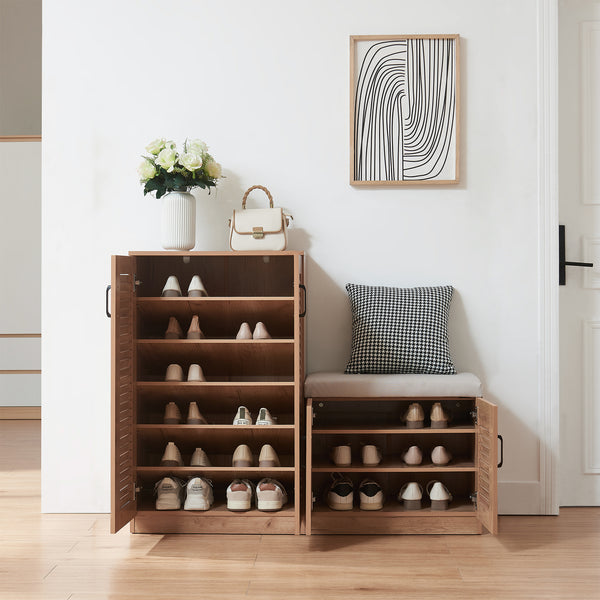 Botník Løten s lavicí 120x36x97 cm dubový dekor [en.casa]