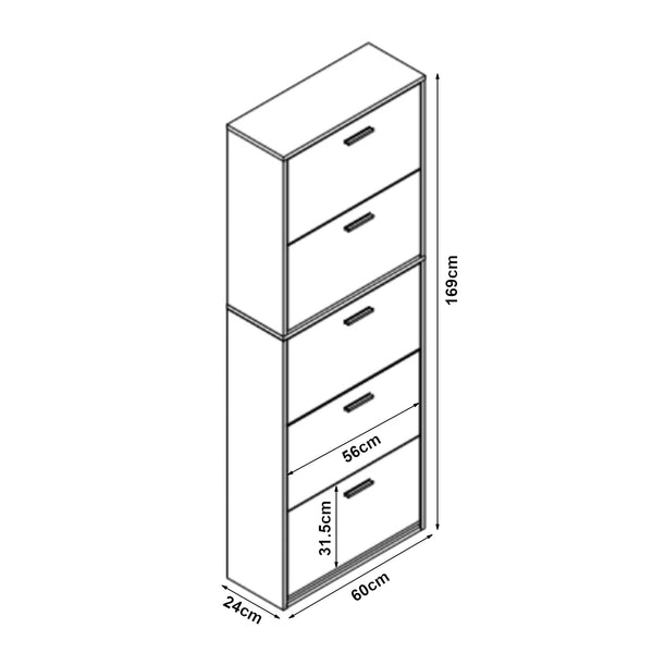 [en.casa] Botník HTSR-780x - 63 x 24 x 81 cm