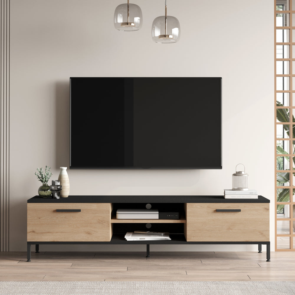 Fernsehtisch Lempäälä mit 2 Ablagefächern 160 x 35 x 39 cm in versch. Farben [en.casa] - premiumXL