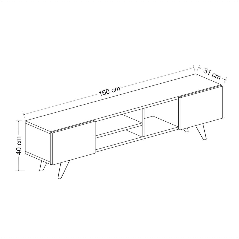 Maßskizze Televizní stolek Assens 40 x 160 x 31 cm v různých barvách [en.casa]