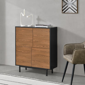 Beistellschrank Gnosjö 80x30x93cm Schwarz/Dunkler Holzton en.casa - premiumXL