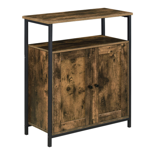 Beistelltisch Aremark 79x60x30cm mit Schrankfächer Dunkler Holzton [en.casa] - premiumXL