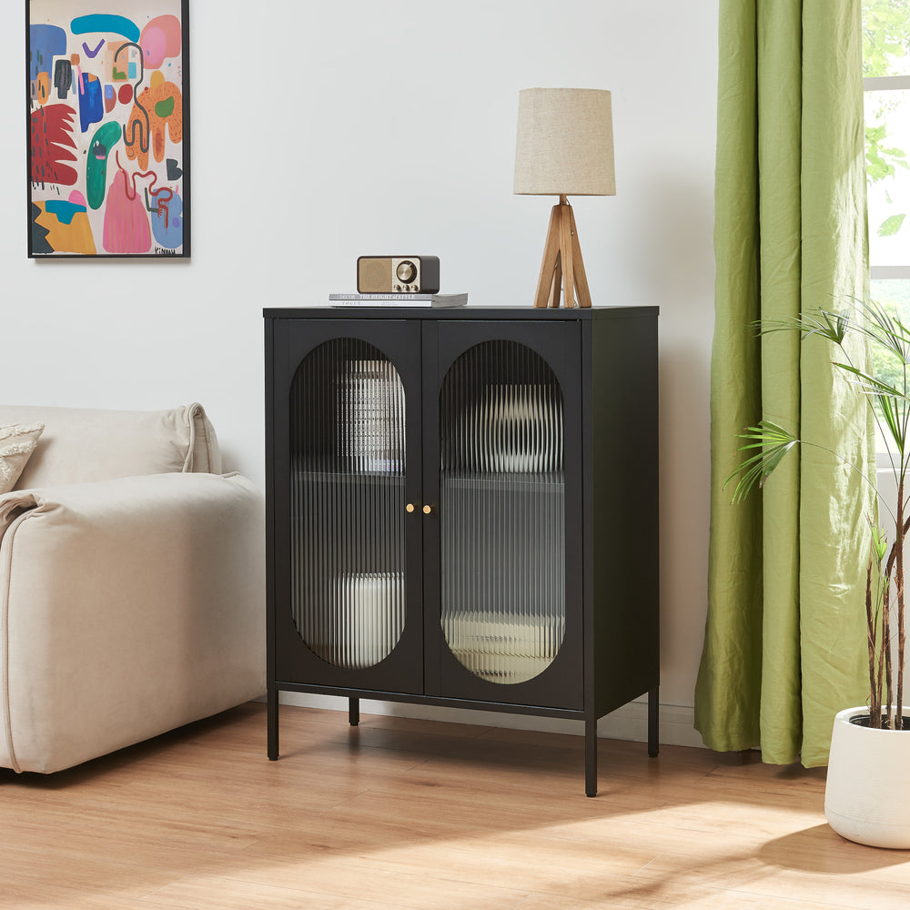 Sideboard Karlskrona 102x80x40 cm Schwarz, matt [en.casa] - premiumXL