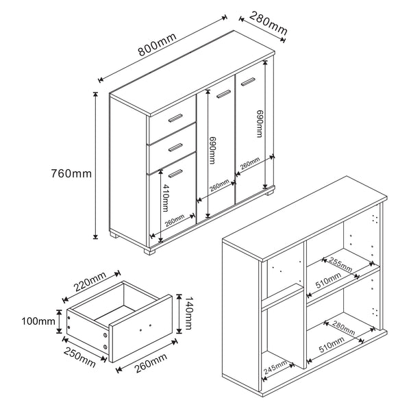 Sideboard Crimla 76x80x28cm [en.casa]