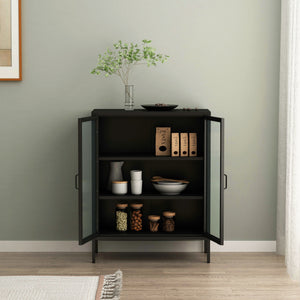 Sideboard Fauske se skleněnými dveřmi v různých barvách [en.casa]