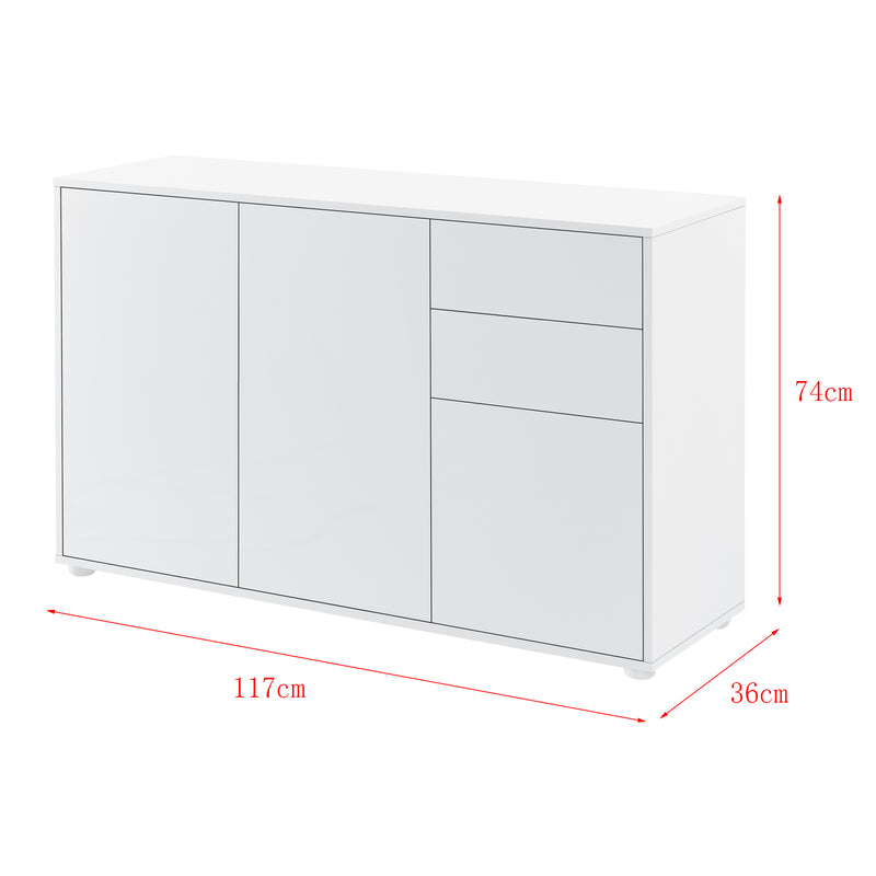 Maßskizze Sideboard Paarl 74x117x36 cm v různých barvách en.casa