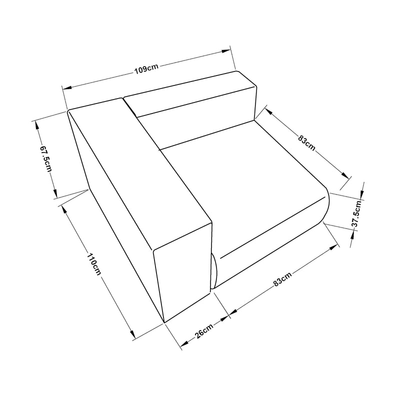 Maßskizze Sofa modul Suldal [en.casa]