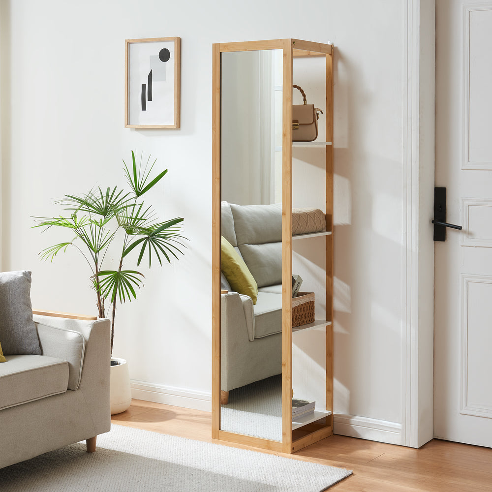 Spiegelregal As 170x40x35 cm Bambus [en.casa] - premiumXL