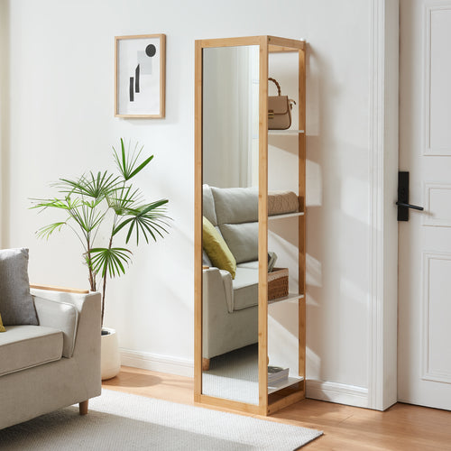 Spiegelregal As 170x40x35 cm Bambus [en.casa] - premiumXL