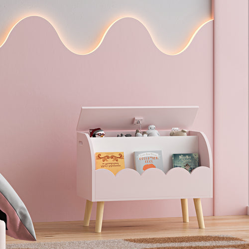 Spielzeugkiste Vestnes 60x30x44 cm Cotton Candy/Weiß [en.casa] - premiumXL