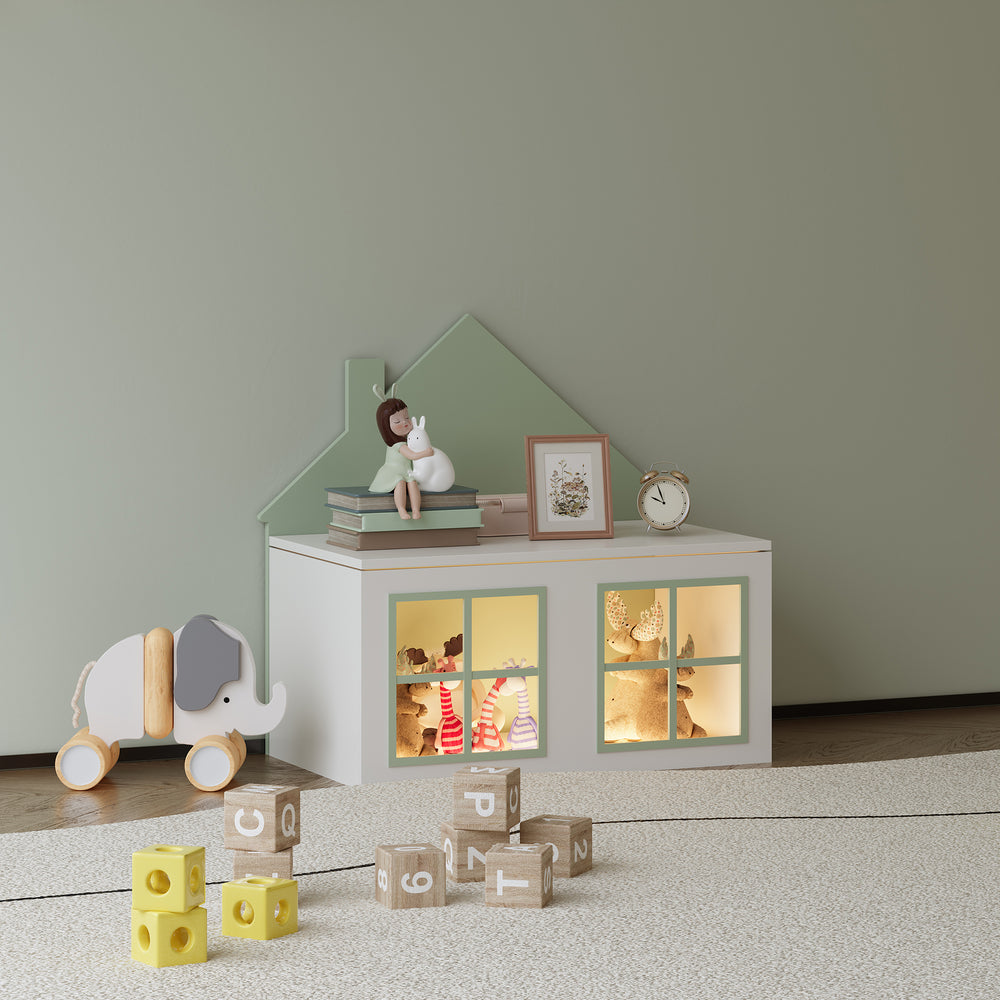 Spielzeugkiste Vipsali 56x60x33 cm Mintgrün/Weiß [en.casa] - premiumXL
