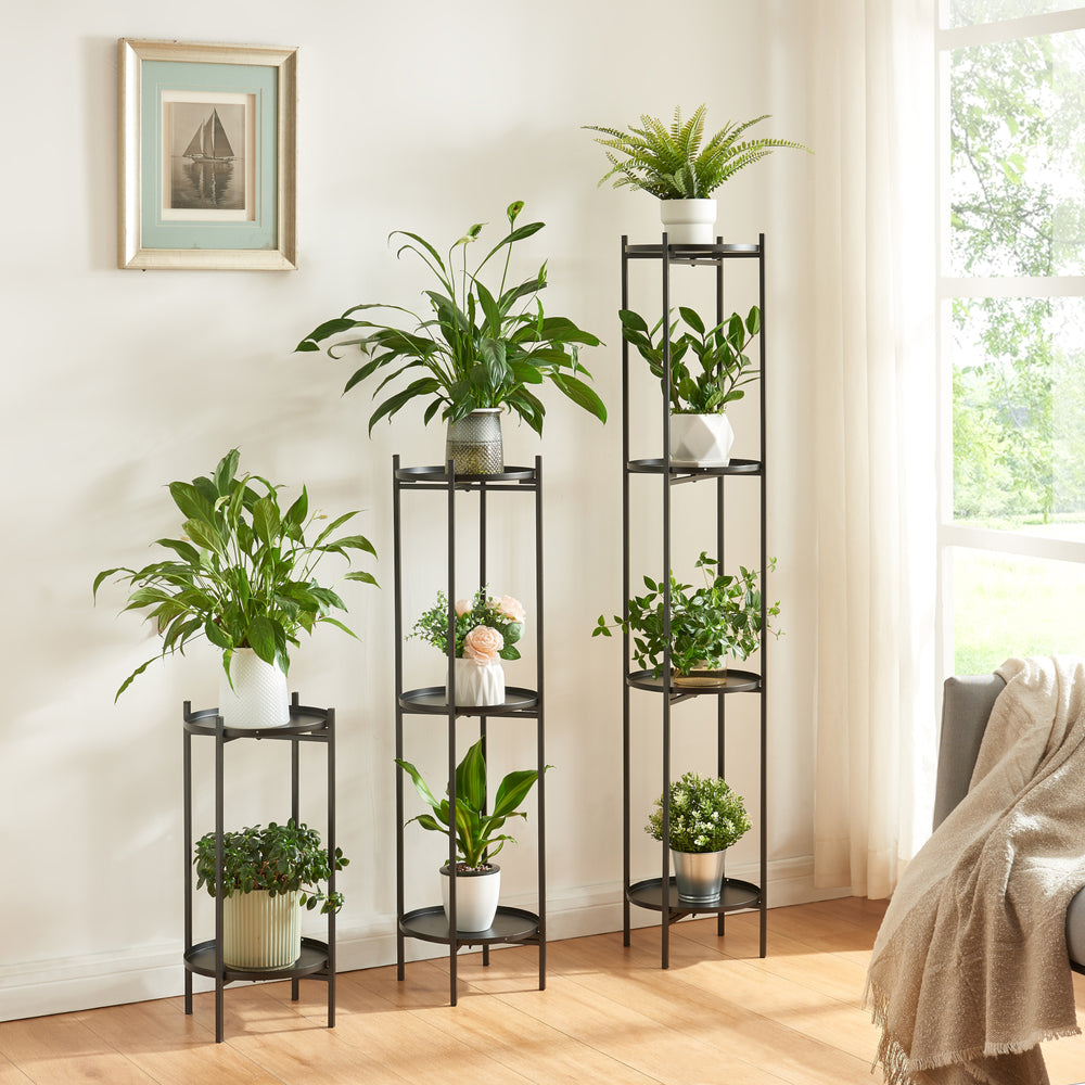 Pflanzenständer Tuusula 3er Set Metall Schwarz [en.casa] - premiumXL