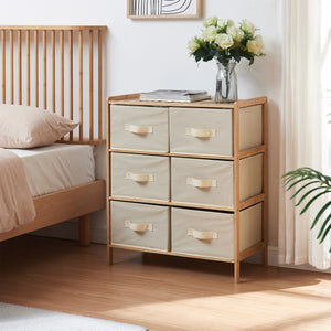 Komoda Maldon s látkovými zásuvkami Přírodní/Beige [en.casa]