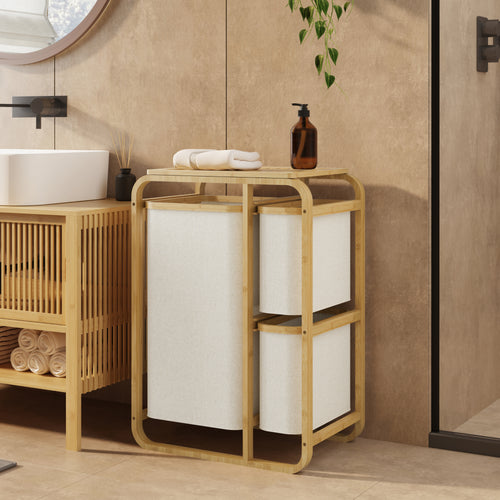 Sbírka na prádlo Evenes se 3 koši na prádlo z bambusu [en.casa]