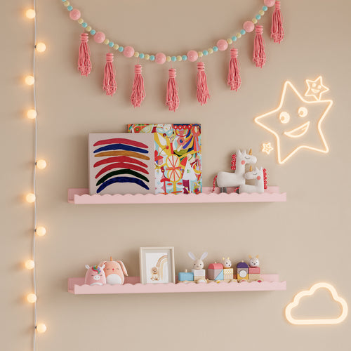 Kinder - Wandregal 2er Set Vestnes 60x10x5 cm Cotton Candy [en.casa] - premiumXL