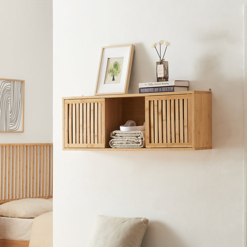 Wandregal Ypäjä 93x20x33 cm Bambus [en.casa] - premiumXL